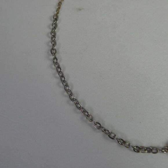 Express Two Tone Chain Necklace Clear Jewels Jeweled Rhinestone Embellished 15.5 - Picture 3 of 7